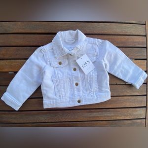 Janie and Jack girls 6-12 mos white denim jacket NWT
